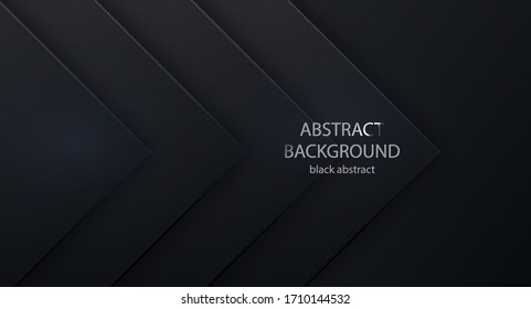 Black  vector background square for text and message website design. Abstract 3d background with black paper layers.
