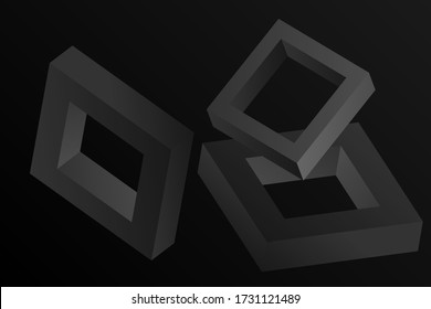 Diseño de plantilla de fondo de vector negro con formas 3D