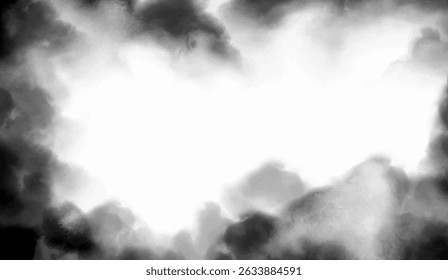 black vector background texture with smoky cloudy white or gray center with dark vignette border