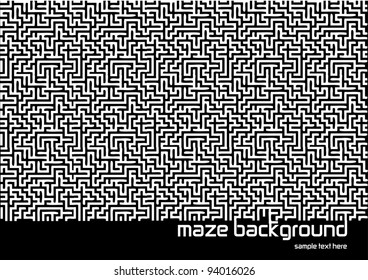 black vector background with white labyrinth and place for your text