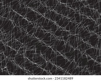 Black vector background with white sharp lines needles decoration isolated on landscape wallpaper. Simple flat abstract black and white monochrome backdrop.