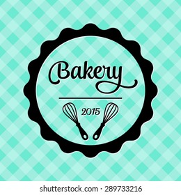 Black vector bakery label isolated on mint background