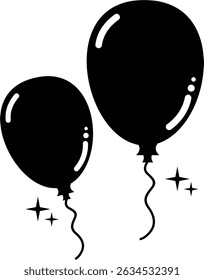 black vector balloons for birthday celebration, new year