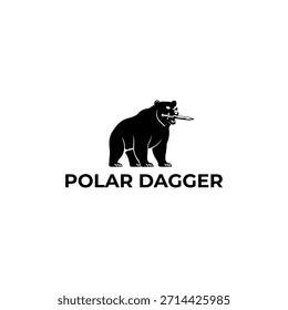 Black vector bear emblem gripping a sharp dagger