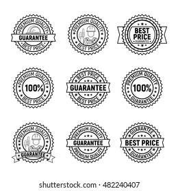 Black vector best price premium quality guarantee label set on white background