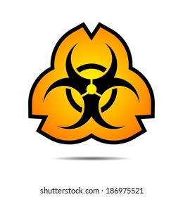 Black vector bio hazard sign in orange label