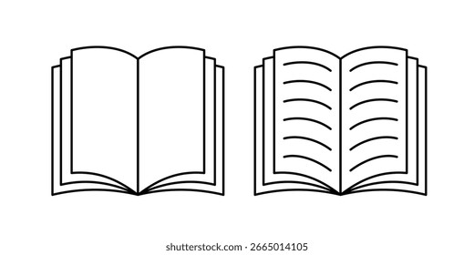 Black vector book icon set.