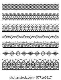Black vector borders set, isolated on white background