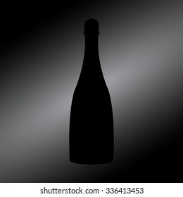 Black Vector bottle of champagne 