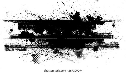 Black Vector Brush Strokes . Banner Design . 
