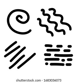 Black vector brush strokes collection. Black elements on a white background