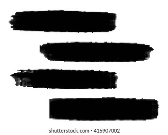 Black vector brush strokes collection Halftone dots.