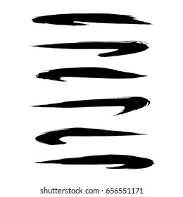  Black vector brush strokes collection. Black paint spots vector set

