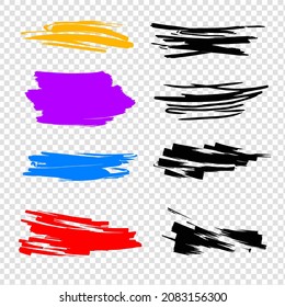 Black vector brush strokes decoration elements. Black artistic abstract vector brush grunge design elements.