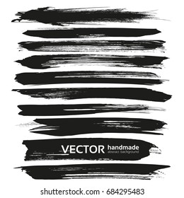 Black vector brush strokes isolated on a white background