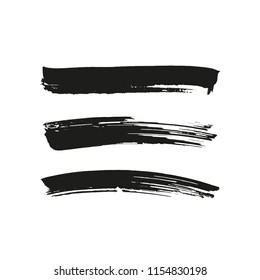 black vector brush strokes of paint on white background 