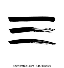 black vector brush strokes of paint on white background 