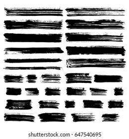black vector brush strokes of paint on white background 