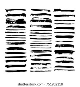 black vector brush strokes of paint on white background 