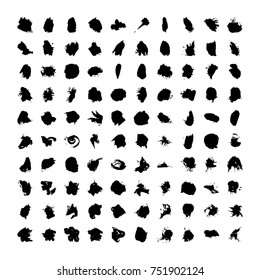 black vector brush strokes of paint on white background, smear of paint