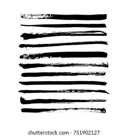 black vector brush strokes of paint on white background 