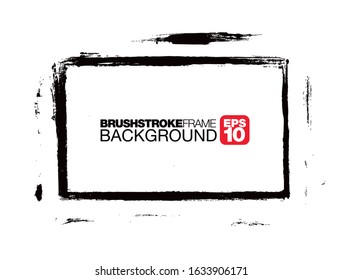 black vector brushstroke frame background, vector illustration