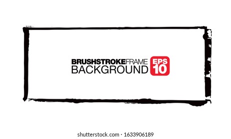 black vector brushstroke frame background, vector illustration