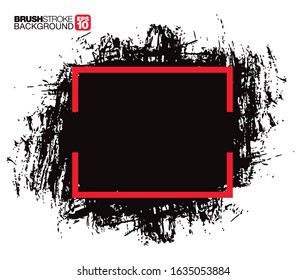 black vector brushstroke frame background, vector illustration
