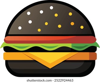 black vector burger in white background 