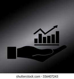 Black  Vector Business Growing Chart Presentation Icon in hand - vector icon