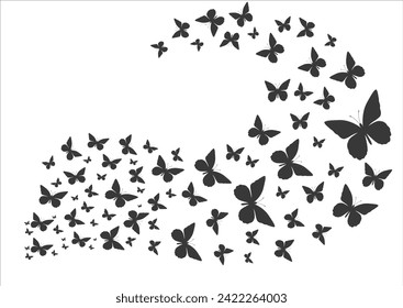 black vector butterfly hand drawn