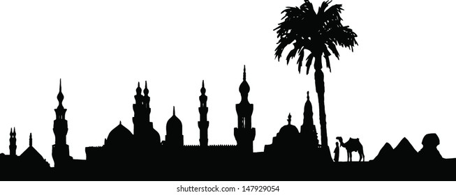 Black vector Cairo silhouette skyline 