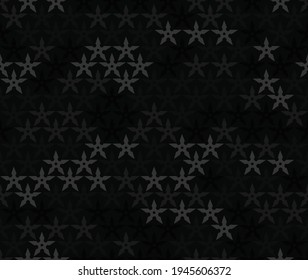 
Black vector camouflage, geometric seamless pattern, stars.