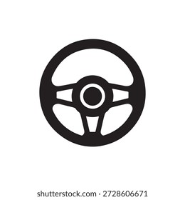 Icono de conducción del volante del coche de Vector negro