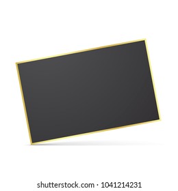 Black vector card with golden stroke, isolated on a white background.