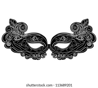 black vector carnival masks. abstract isolated illustration