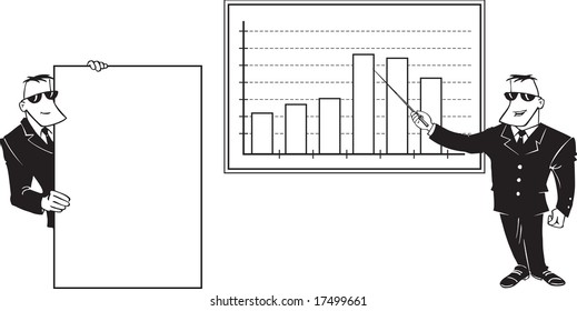 black vector cartoon businessman in many situation