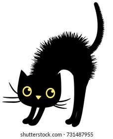 Black vector cat in flat style for Halloween designs