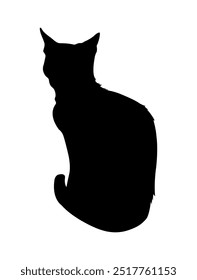 Black vector cat template illustration.