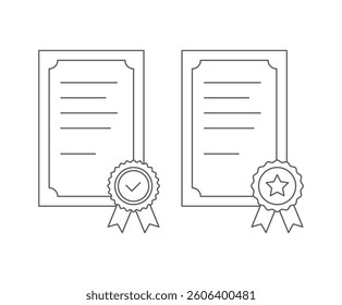 Black vector certificate with paper icon set.