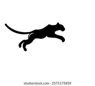 Black vector cheetah jumps and runs