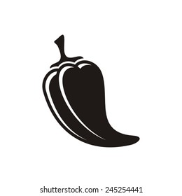 Black vector chili pepper icon on white background