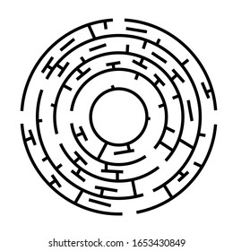 Maze de círculo negro aislado en blanco 
