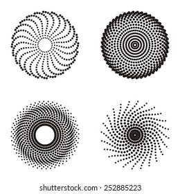 Black vector circle ornamental halftone design elements collection