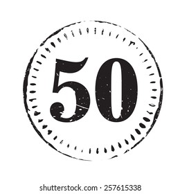 Black vector circles grunge stamp fifty 