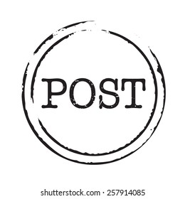 Black vector circles grunge stamp POST 