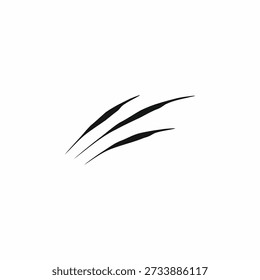 Ícone de marcas de garra de vetor preto ou rasgo de arranhão de animal selvagem isolado no fundo branco. Barra de ataque de predador realista com bordas afiadas para logotipo, tatuagem ou design gráfico
