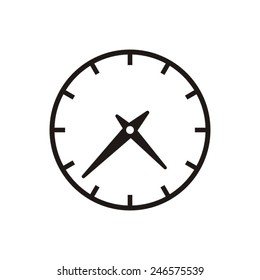 Black vector clock icon isolated on white background