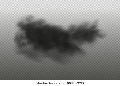 Black vector cloudiness ,fog or smoke on dark checkered background.Set of Cloudy sky or smog over the city.Vector illustration.