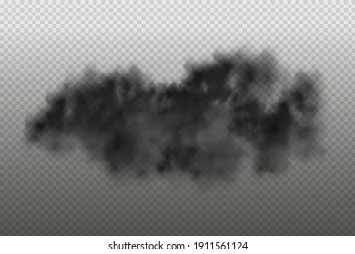 Black vector cloudiness ,fog or smoke on dark checkered background.Set of Cloudy sky or smog over the city.Vector illustration.